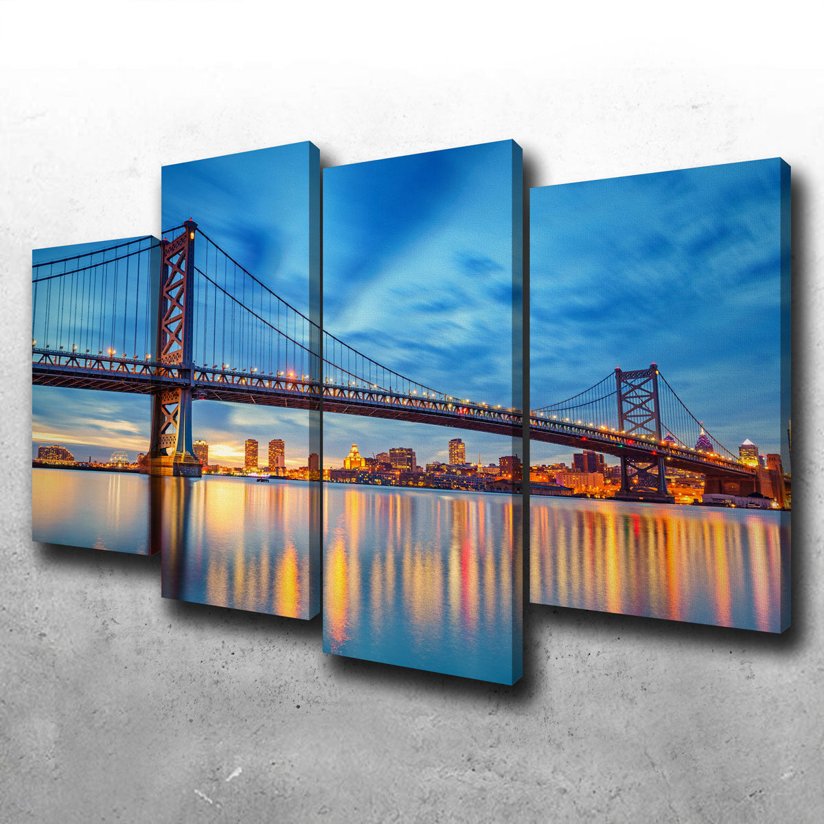 Ben Franklin Bridge Wall Art - Premium Sustainable Pine Wood Framed Canvas