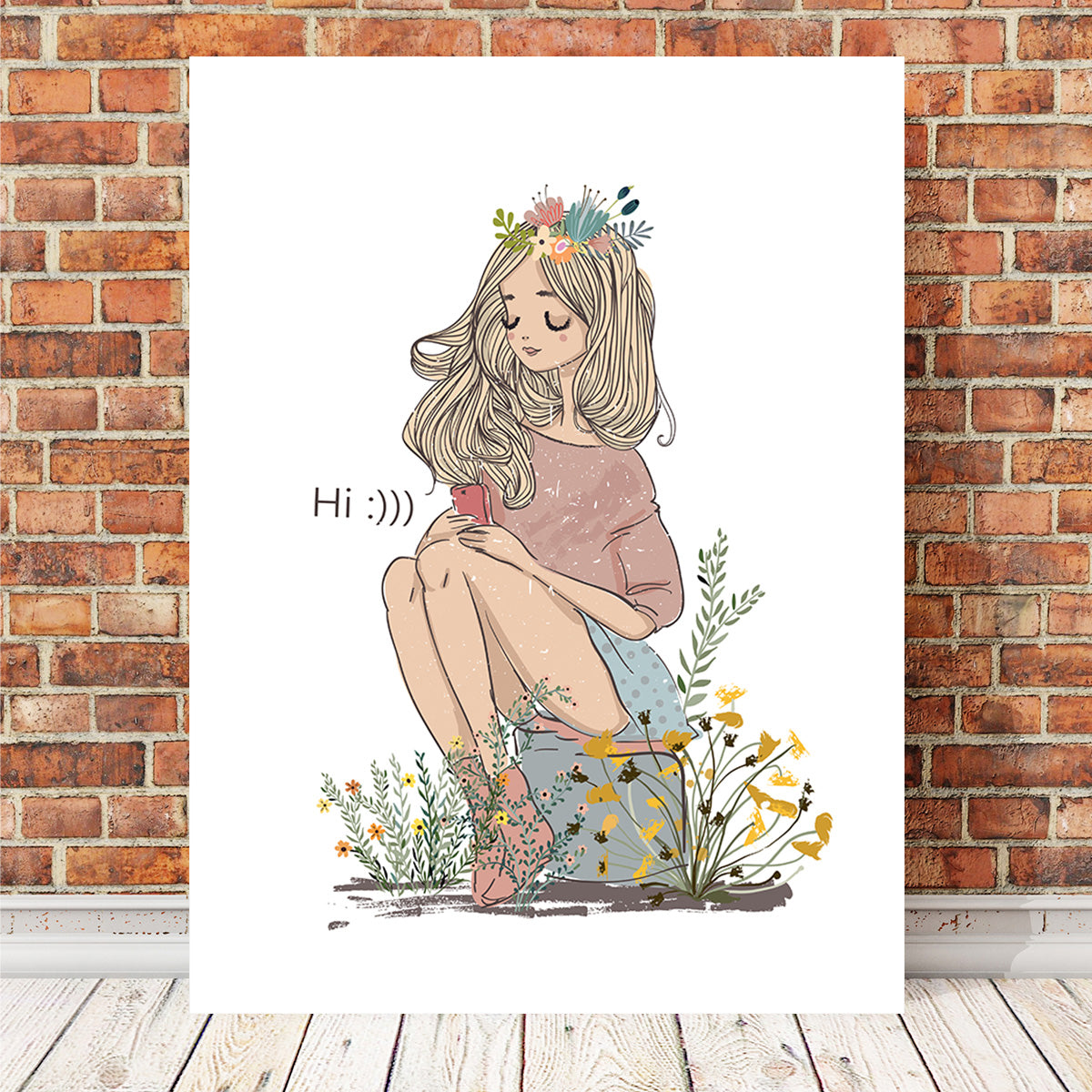 Charming Cartoon Flower Girl Wall Art for Stunning Decor