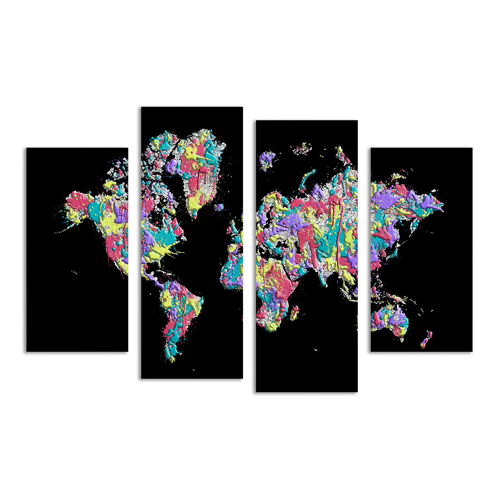 Stunning Pop Art World Map - Black Wall Art for Modern Spaces