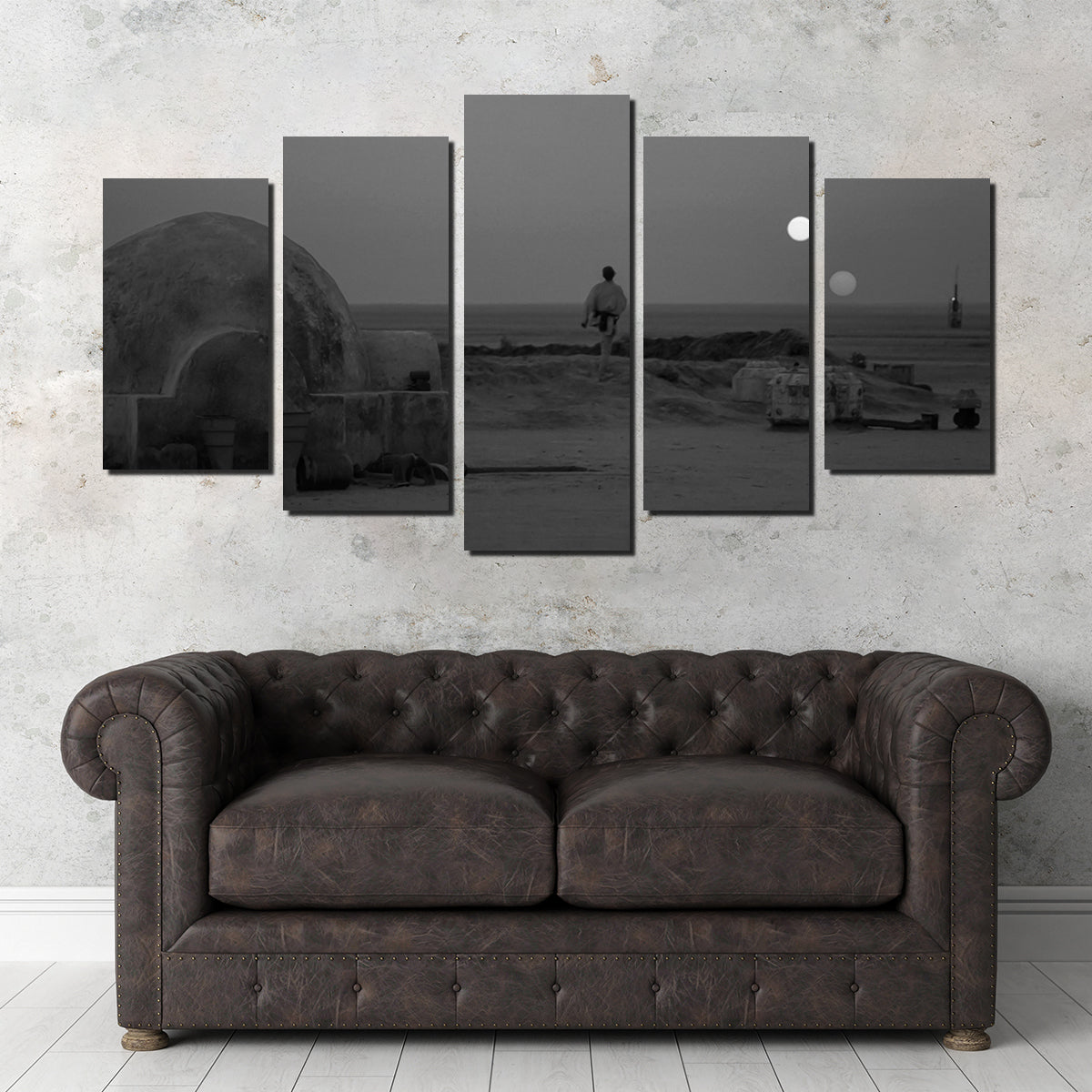 Stunning Binary Star Wars Sunset Grayscale Wall Art for Your Home Decor