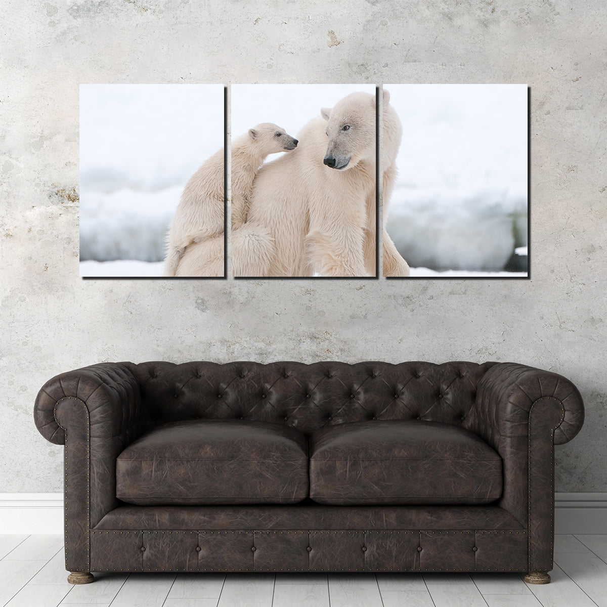 Adorable Polar Bear with Cub Wall Art for Stunning Home Decor
