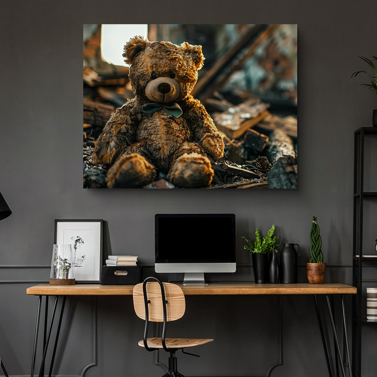 Charming Shabby Teddy Bear Wall Art for a Cozy Decor