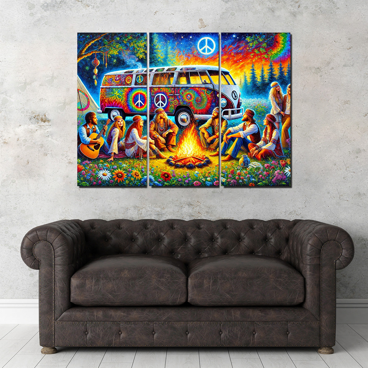 Unique Hippie Campfire Wall Art for Stunning Home Decor