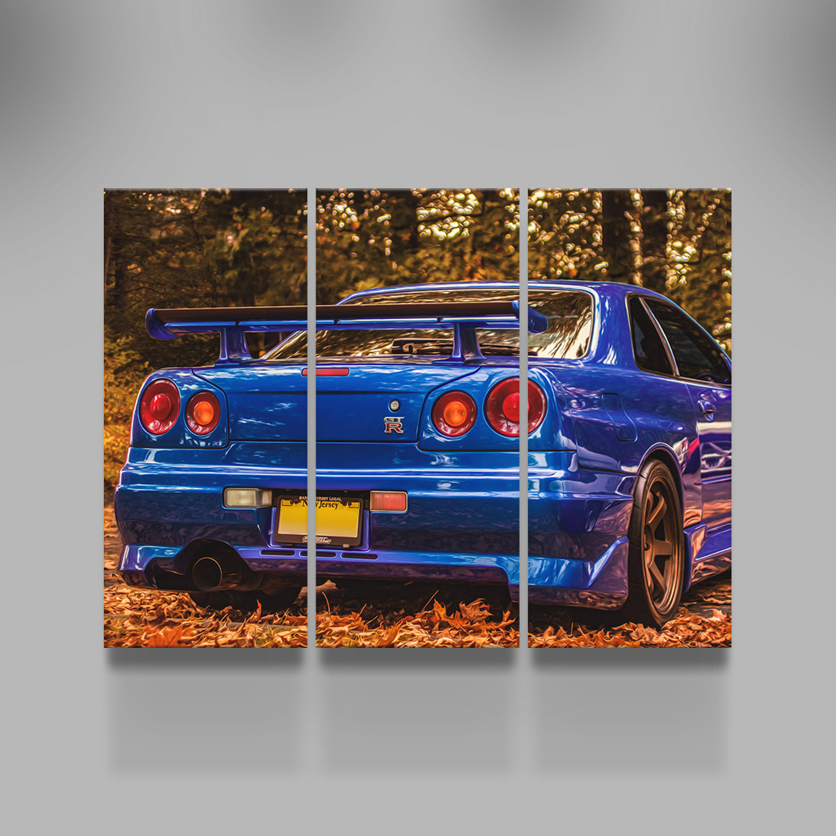 Stunning Nissan Skyline R34 Blue Wall Art - Ideal for Car Enthusiasts