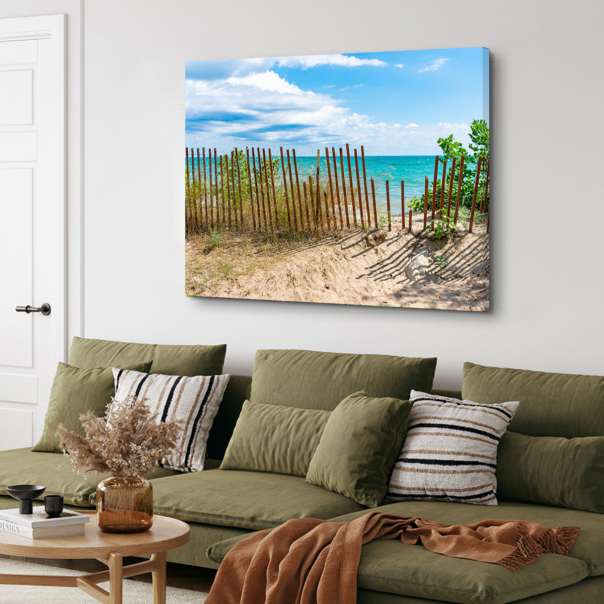 Stunning Shoreline with Fence in Evanston Wall Art for Your Home Decor