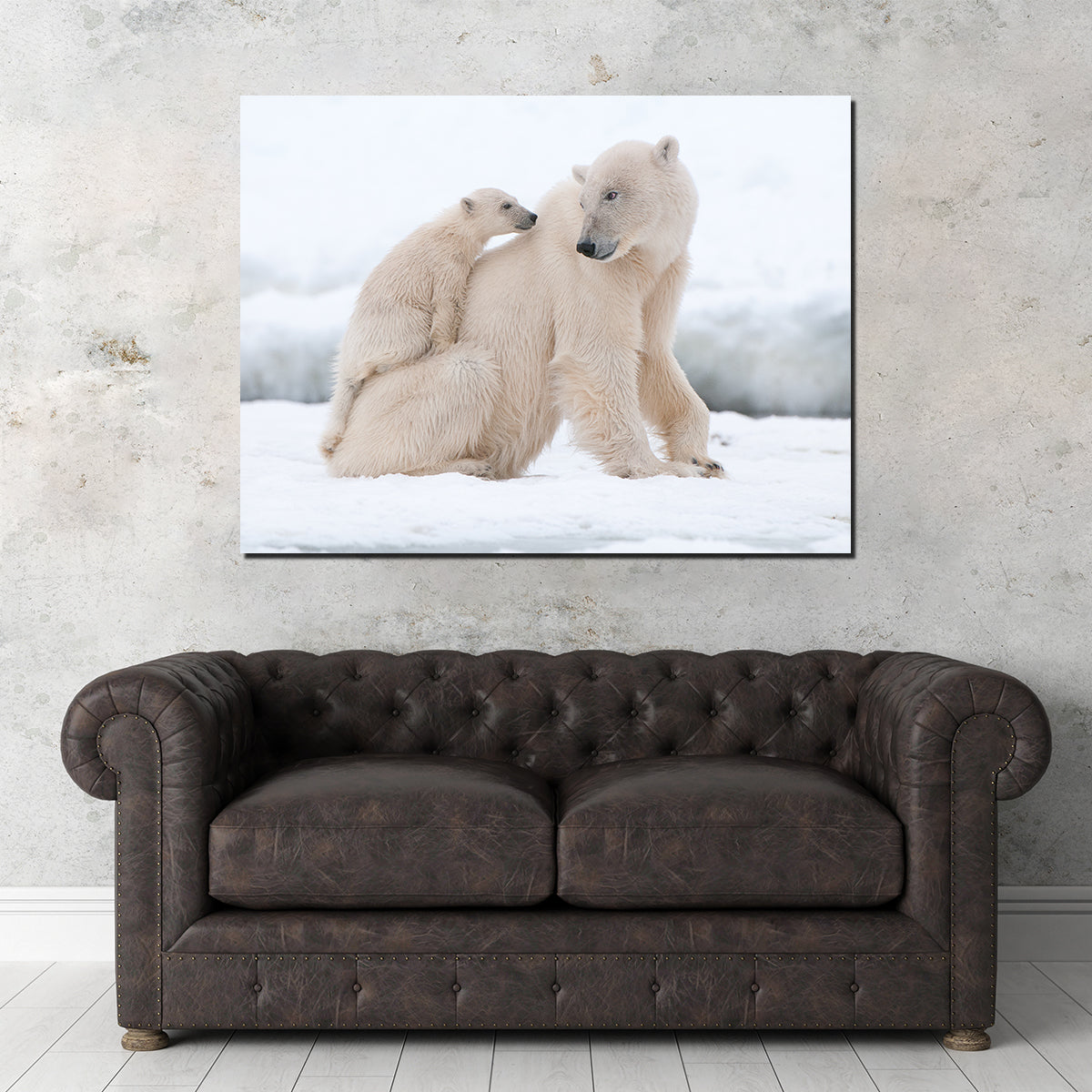 Adorable Polar Bear with Cub Wall Art for Stunning Home Decor