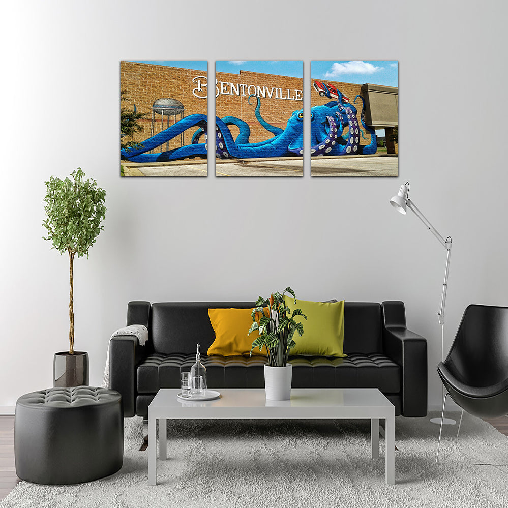 Stunning Bentonville Blue Octopus Mural Wall Art for Home Decor
