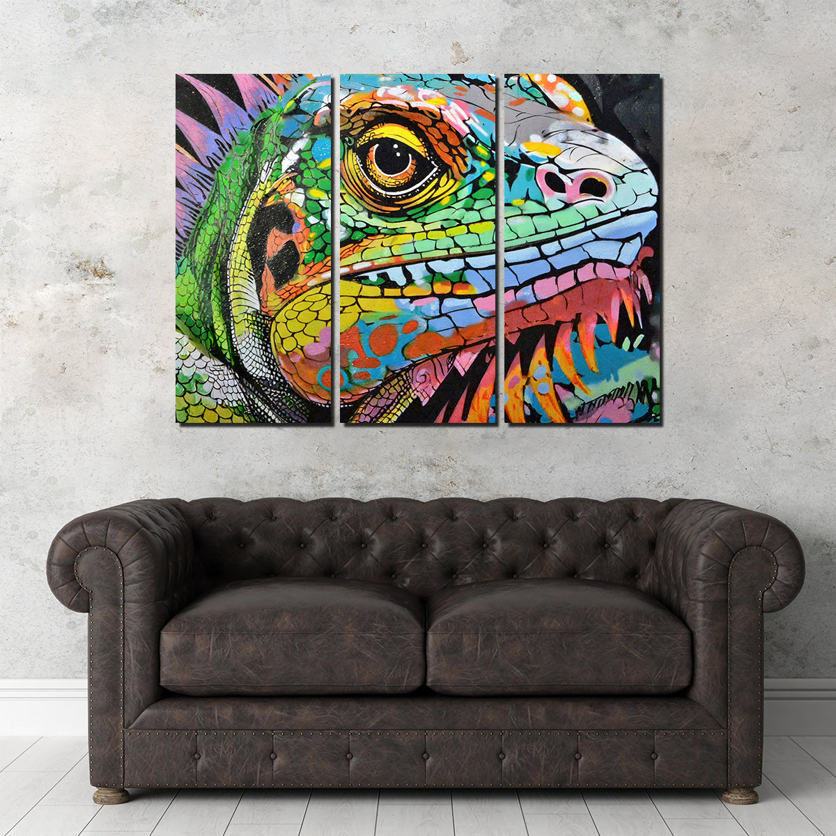 Stunning Iguana Graffiti Wall Art by Stephen Chambers