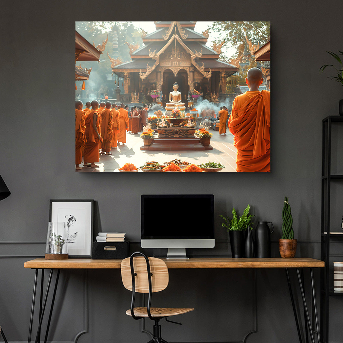 Exquisite Monks in Saffron Robes Wall Art