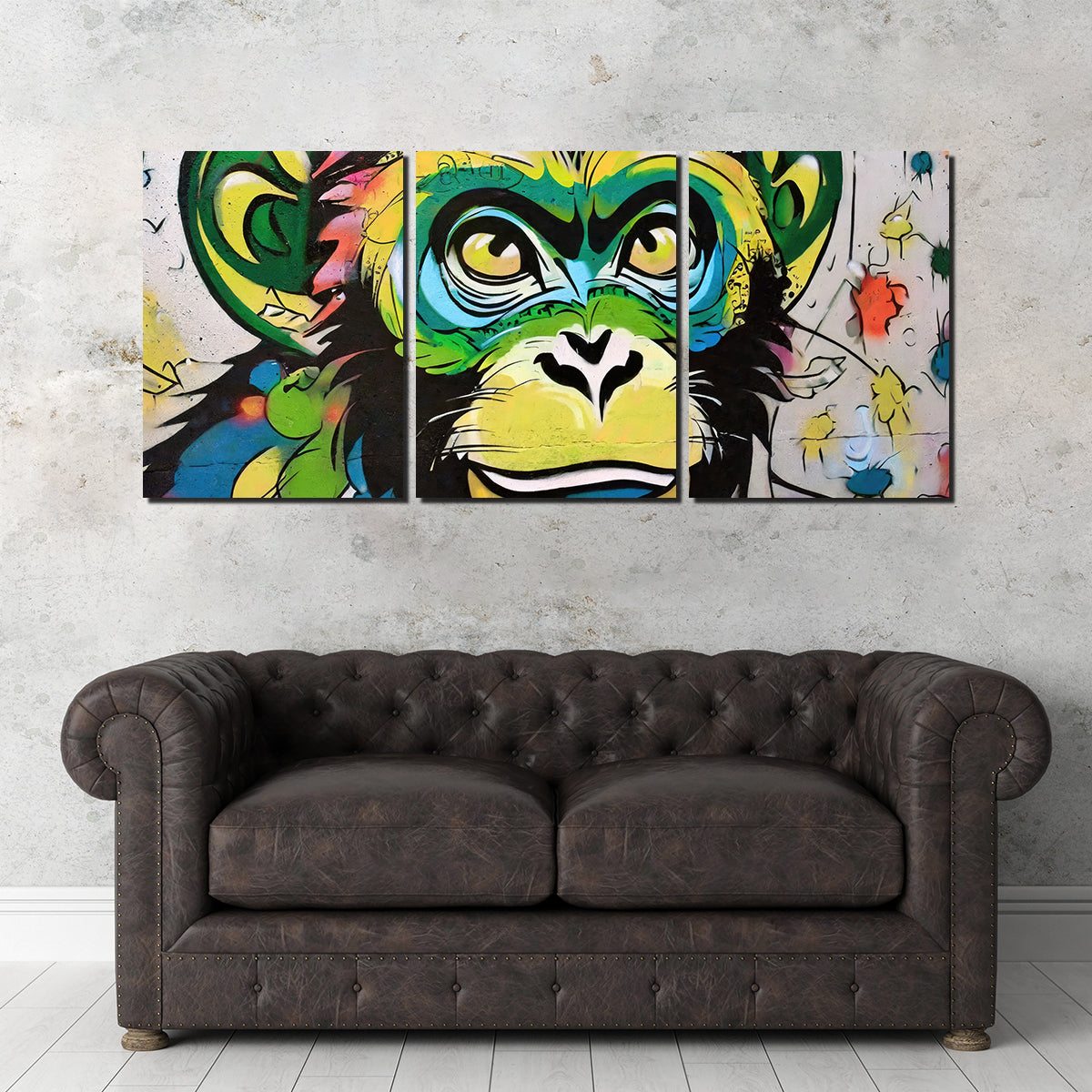 Eye - catching Monkey Graffiti Wall Art by Stephen Chambers