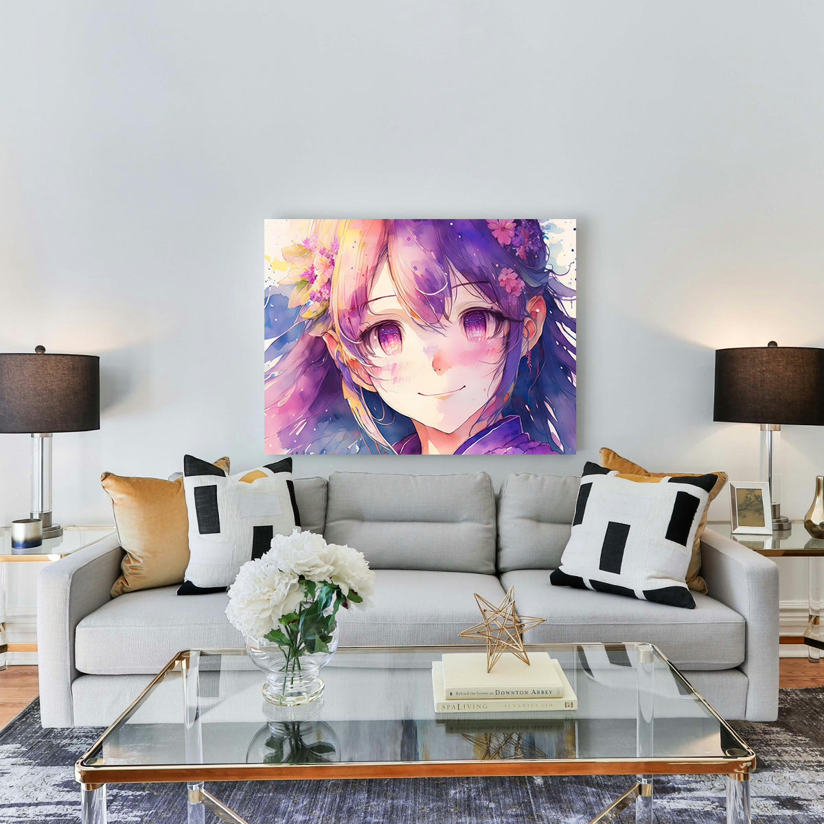 Captivating Anime Girl Watercolor Wall Art