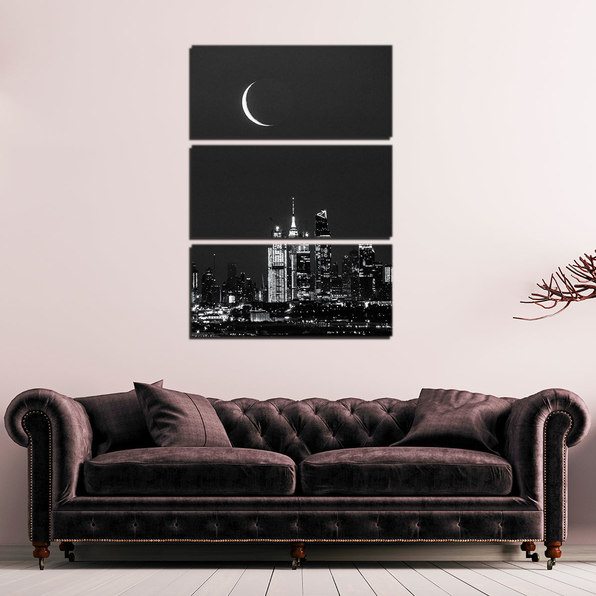 Enchanting 'Caught Between Moon and NYC' Wall Art by Dennis Maida
