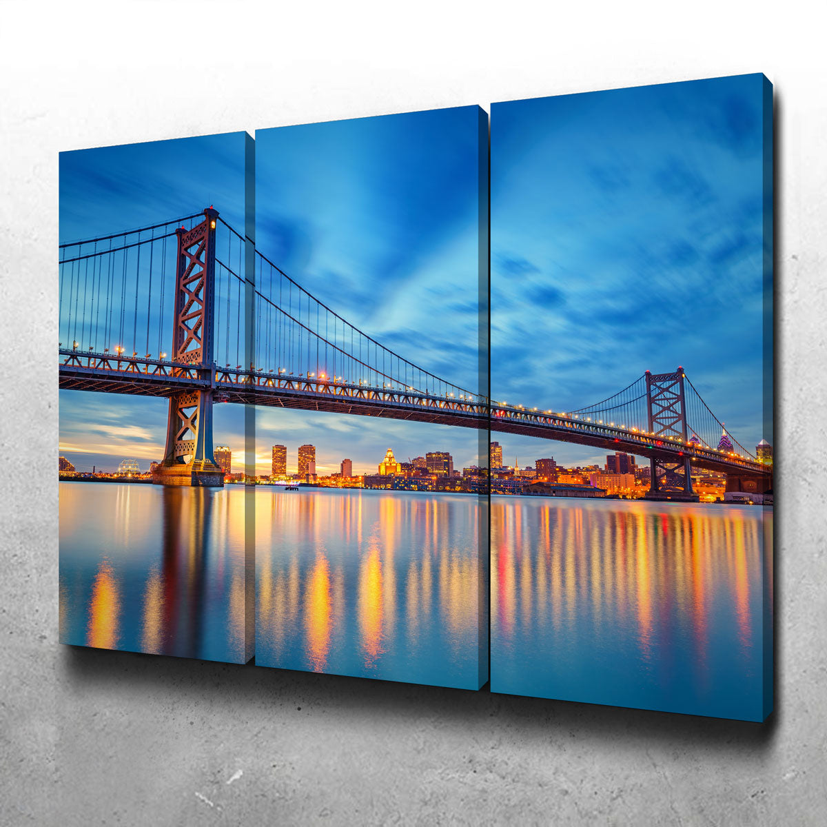 Ben Franklin Bridge Wall Art - Premium Sustainable Pine Wood Framed Canvas