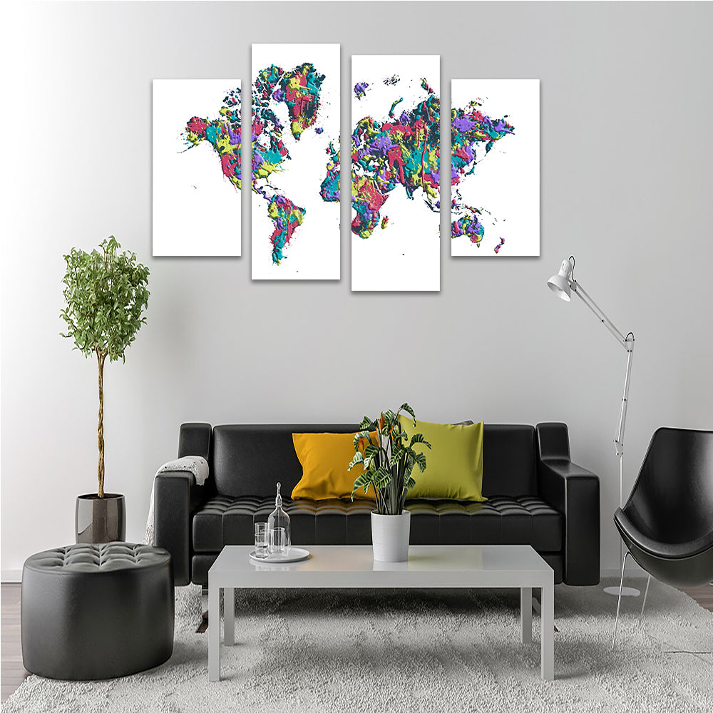 Stunning Pop Art White World Map Wall Art by Melanie Viola
