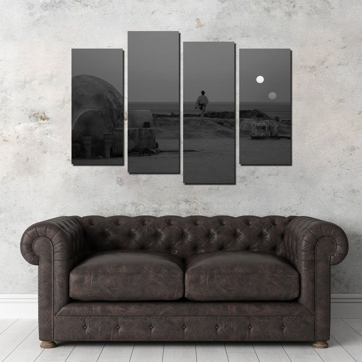 Stunning Binary Star Wars Sunset Grayscale Wall Art for Your Home Decor
