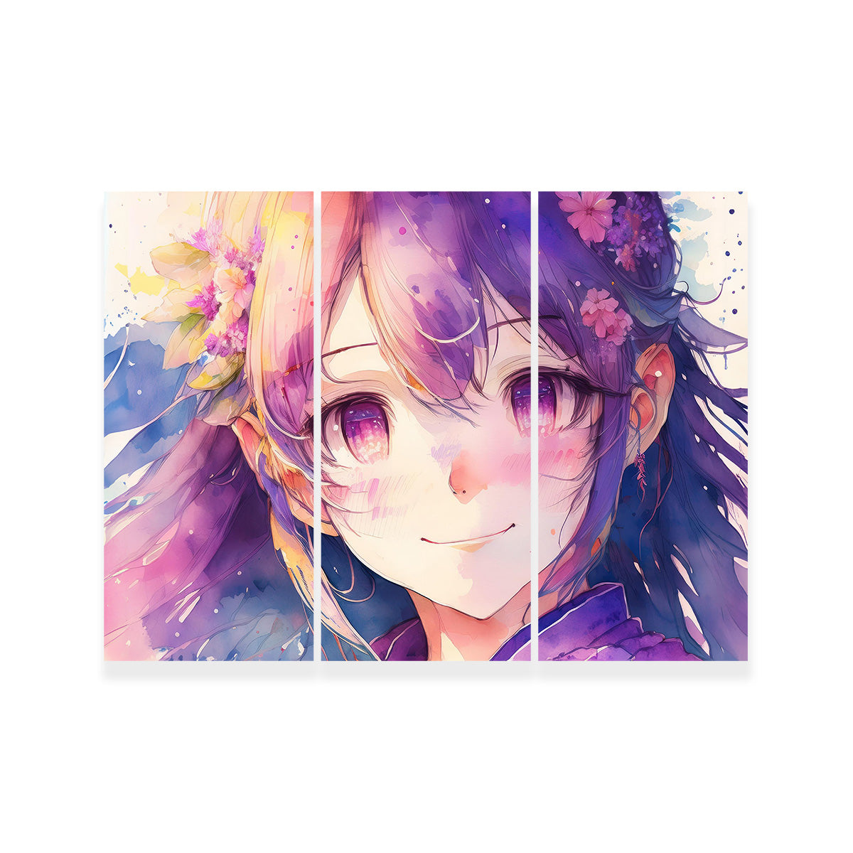 Captivating Anime Girl Watercolor Wall Art