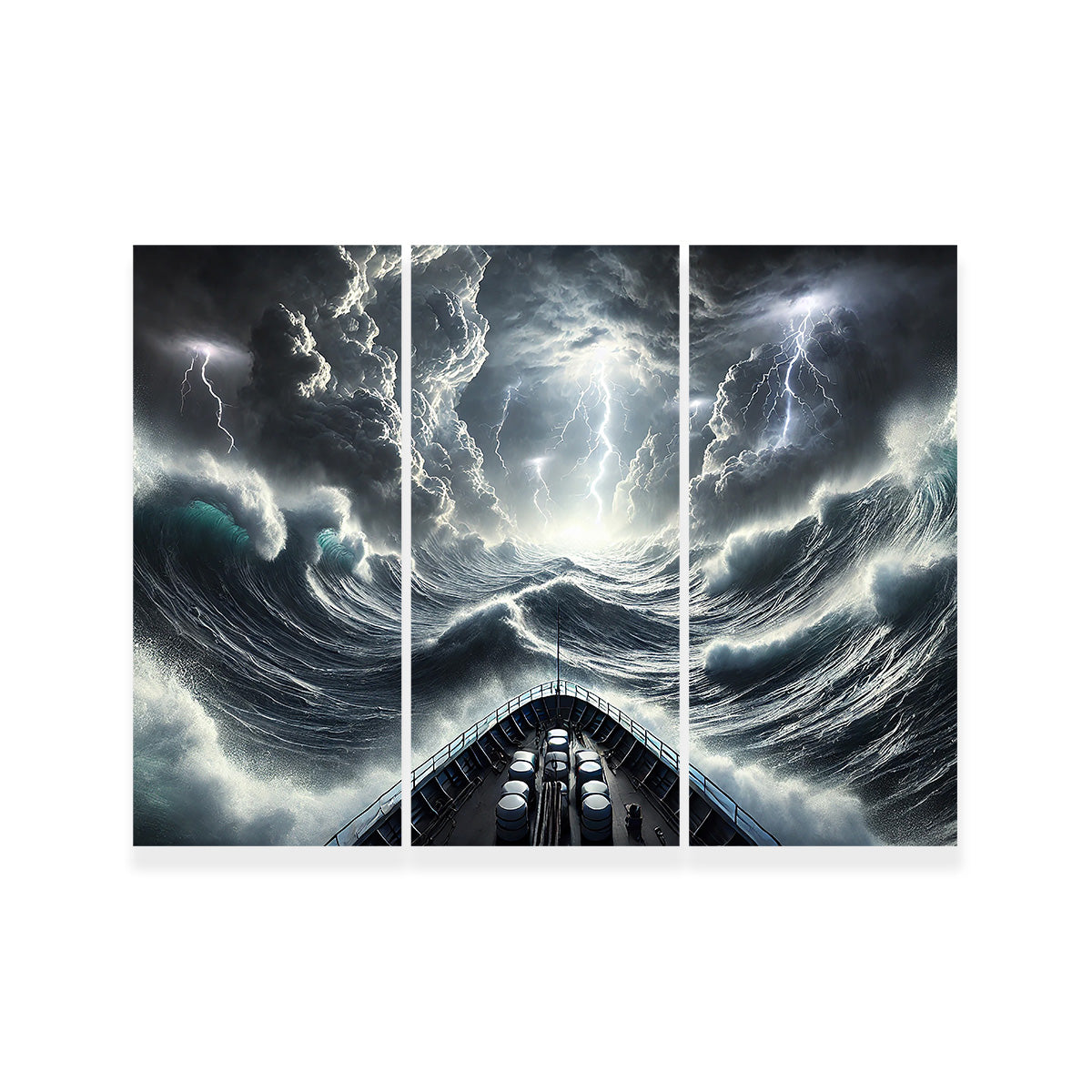 Stunning Ship Deck View of a Fierce Storm Art Print