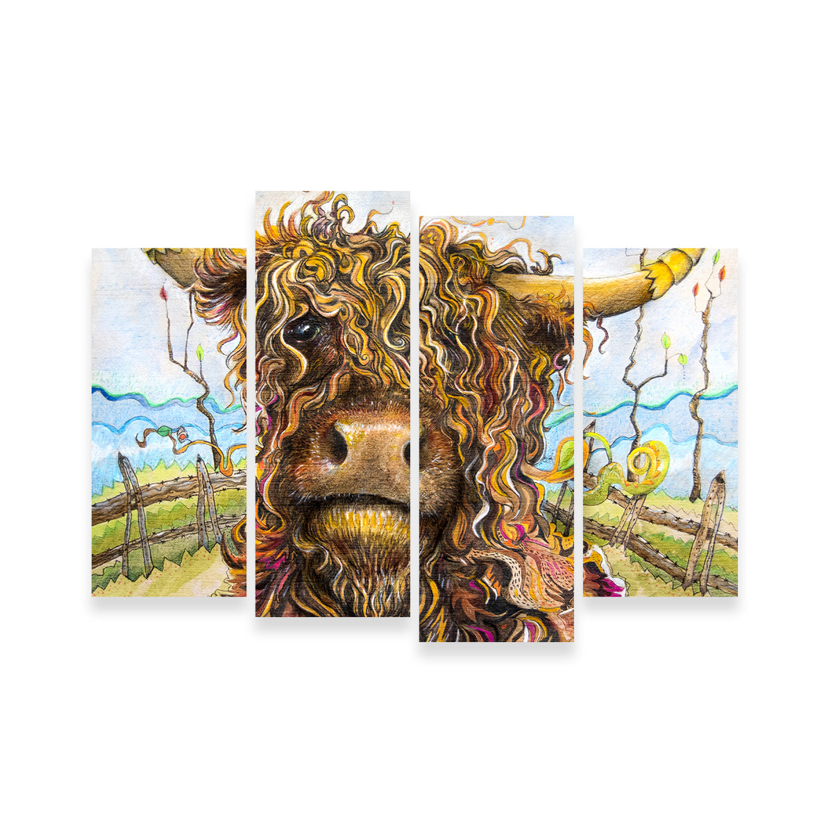 Exquisite Highland Cow Art Canvas Wall Art for Home Decor