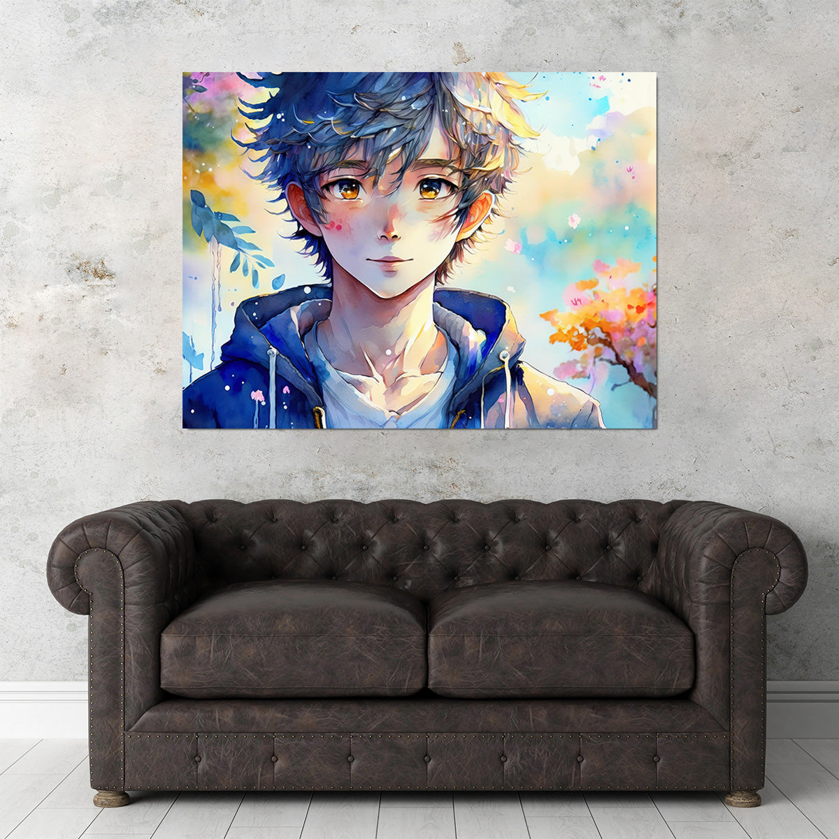 Stunning Anime Boy Watercolor Art Print
