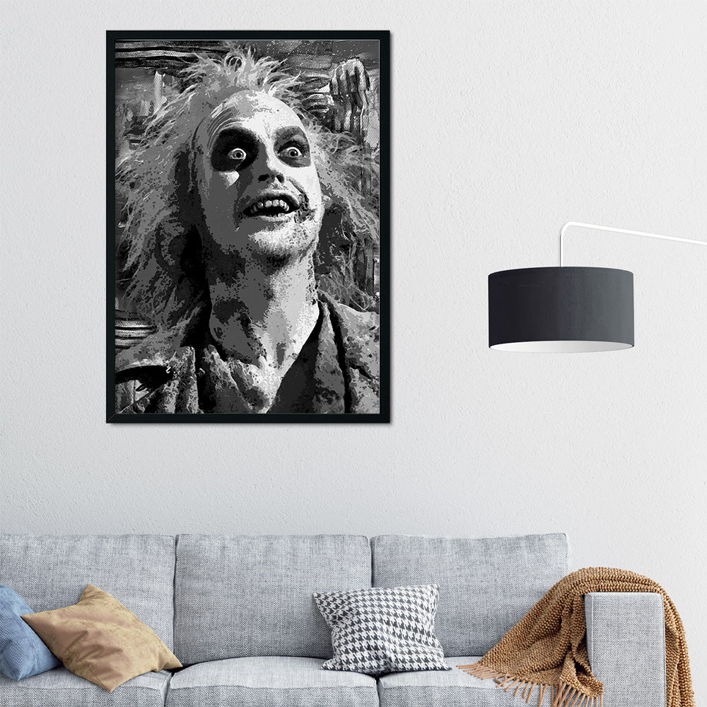 Eye - Catching Beetlejuice Grayscale Wall Art for Home Decor
