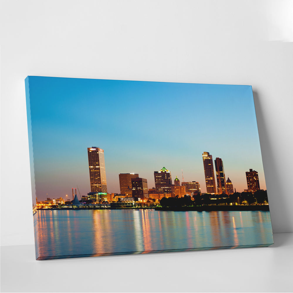 Breathtaking Milwaukee Skyline at Twilight Wall Art for Stunning Decor