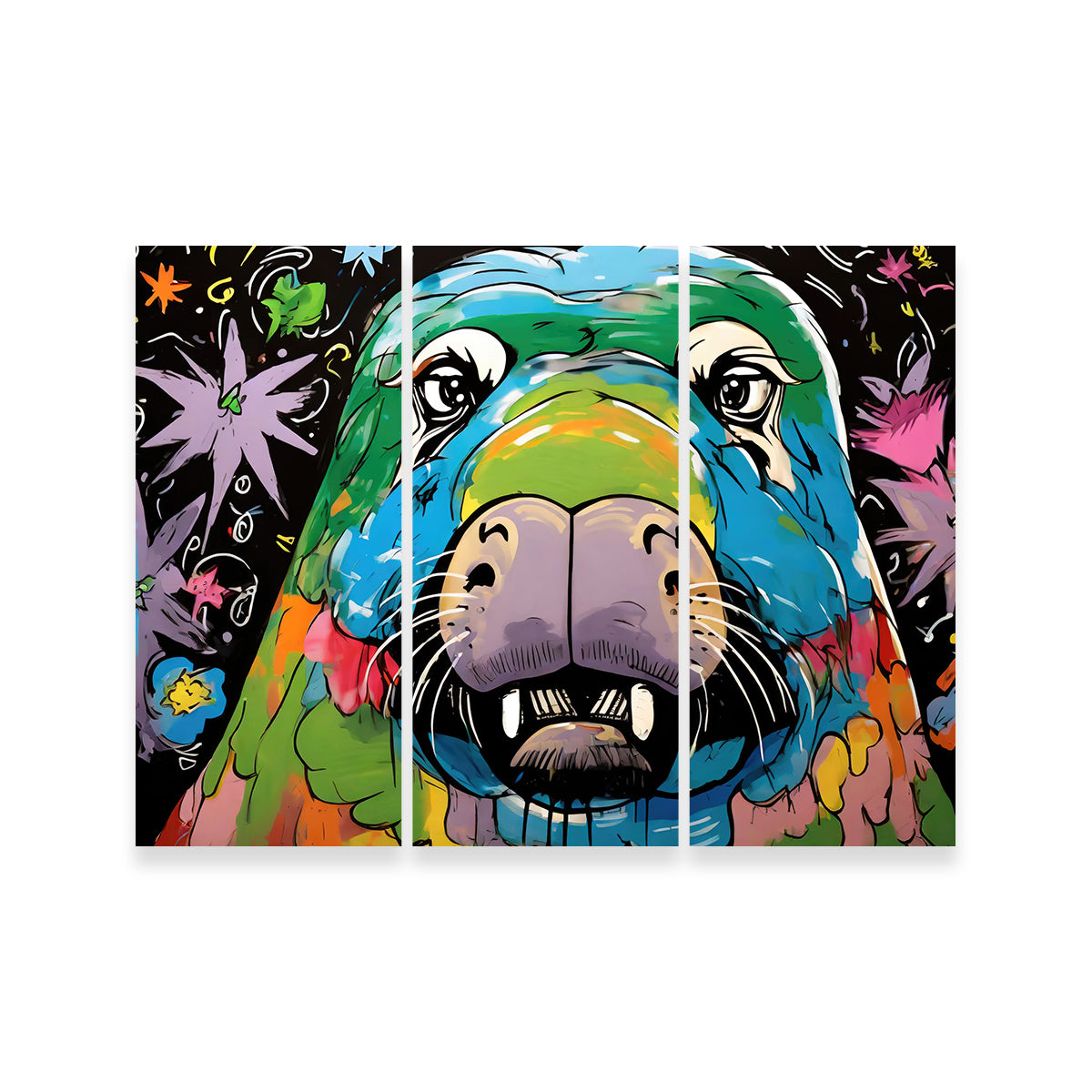 Stunning Walrus Graffiti Wall Art by Stephen Chambers