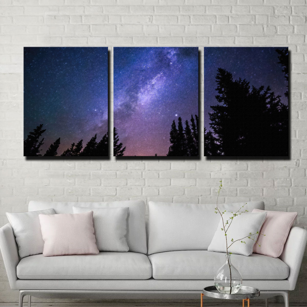 Breathtaking Conifers Reaching To Milky Way Wall Art by Denise Dundon