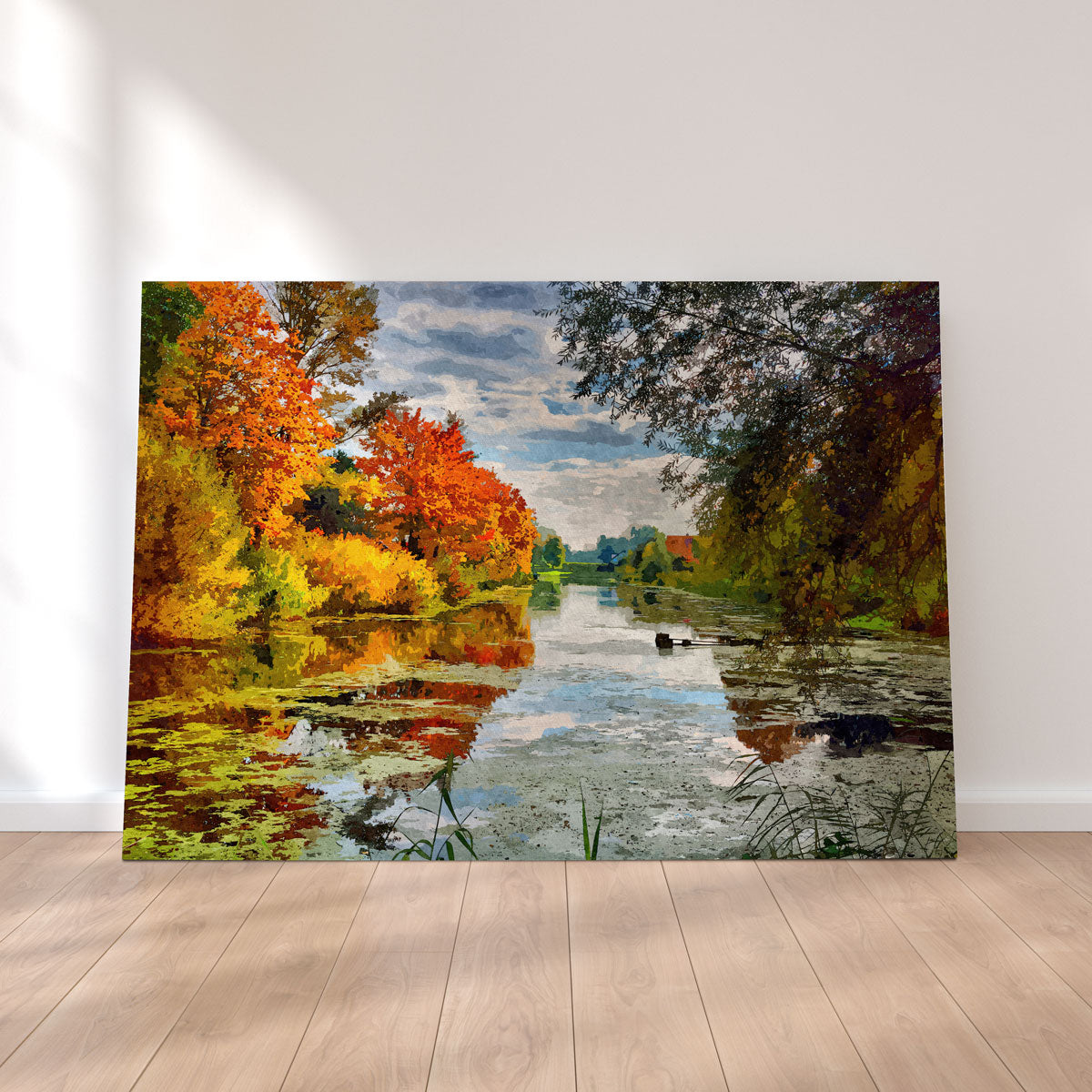 Stunning Lakeside Autumn Trees Wall Art by Denise Dundon