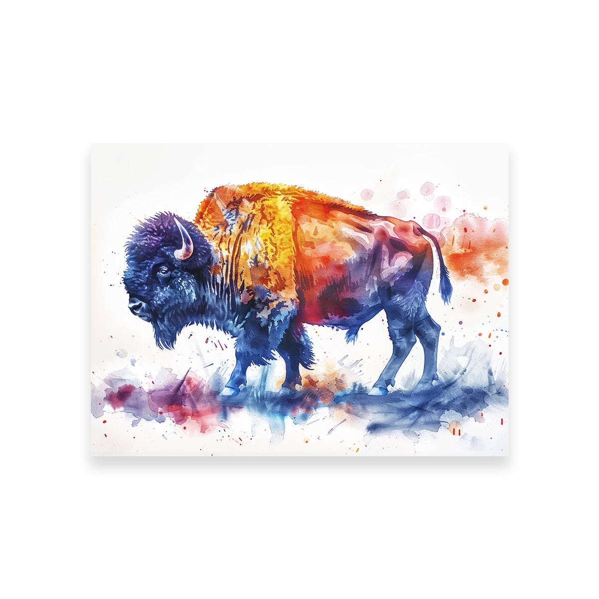 Stunning Vivid Watercolor Bison Wall Art for a Striking Home Decor