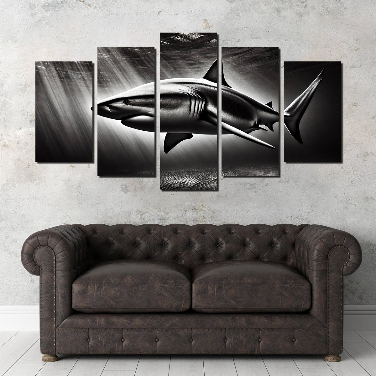 Stunning Bull Shark Grayscale Wall Art for Home Decor