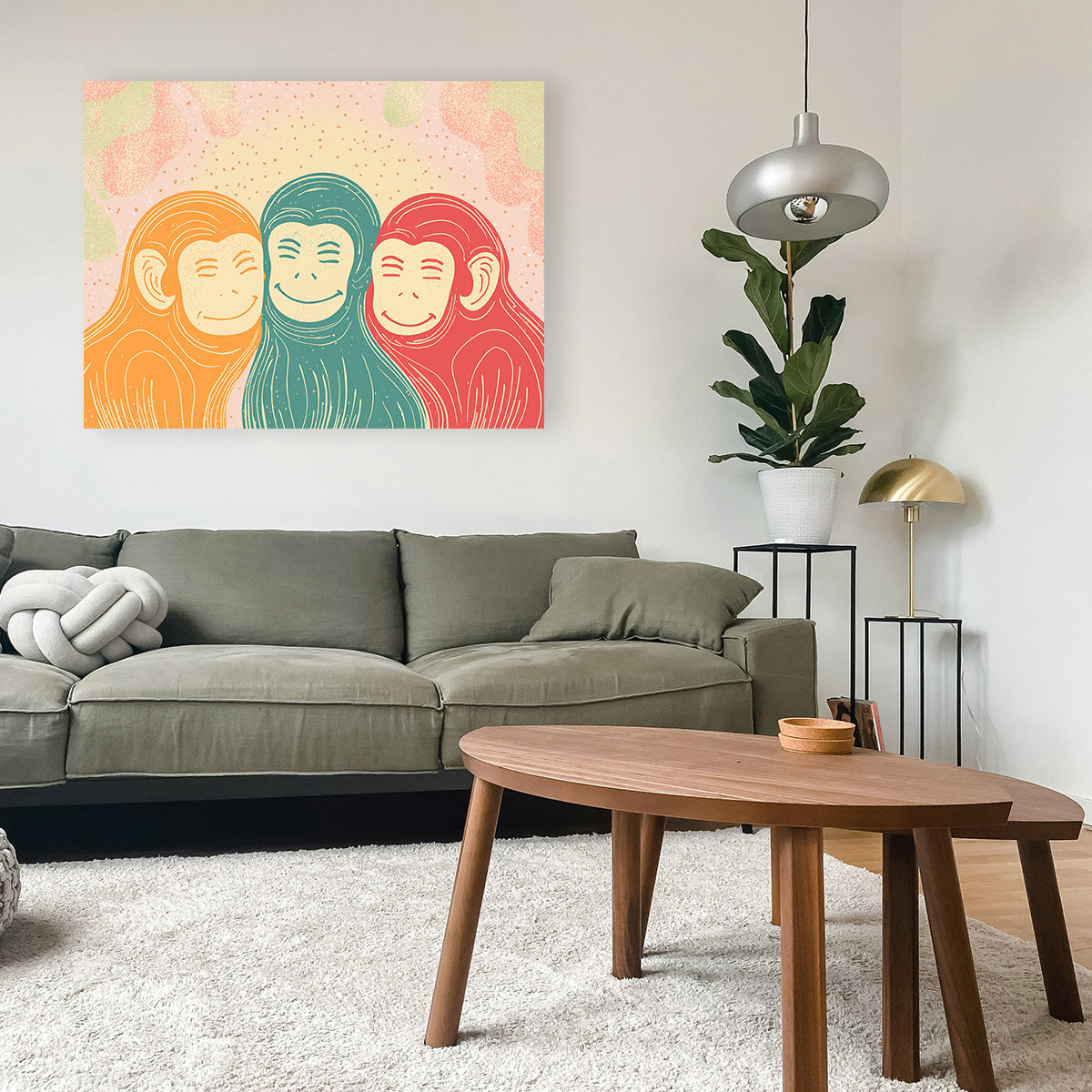 Exquisite Three Monkeys Art Print Wall Art for Stunning Home Decor