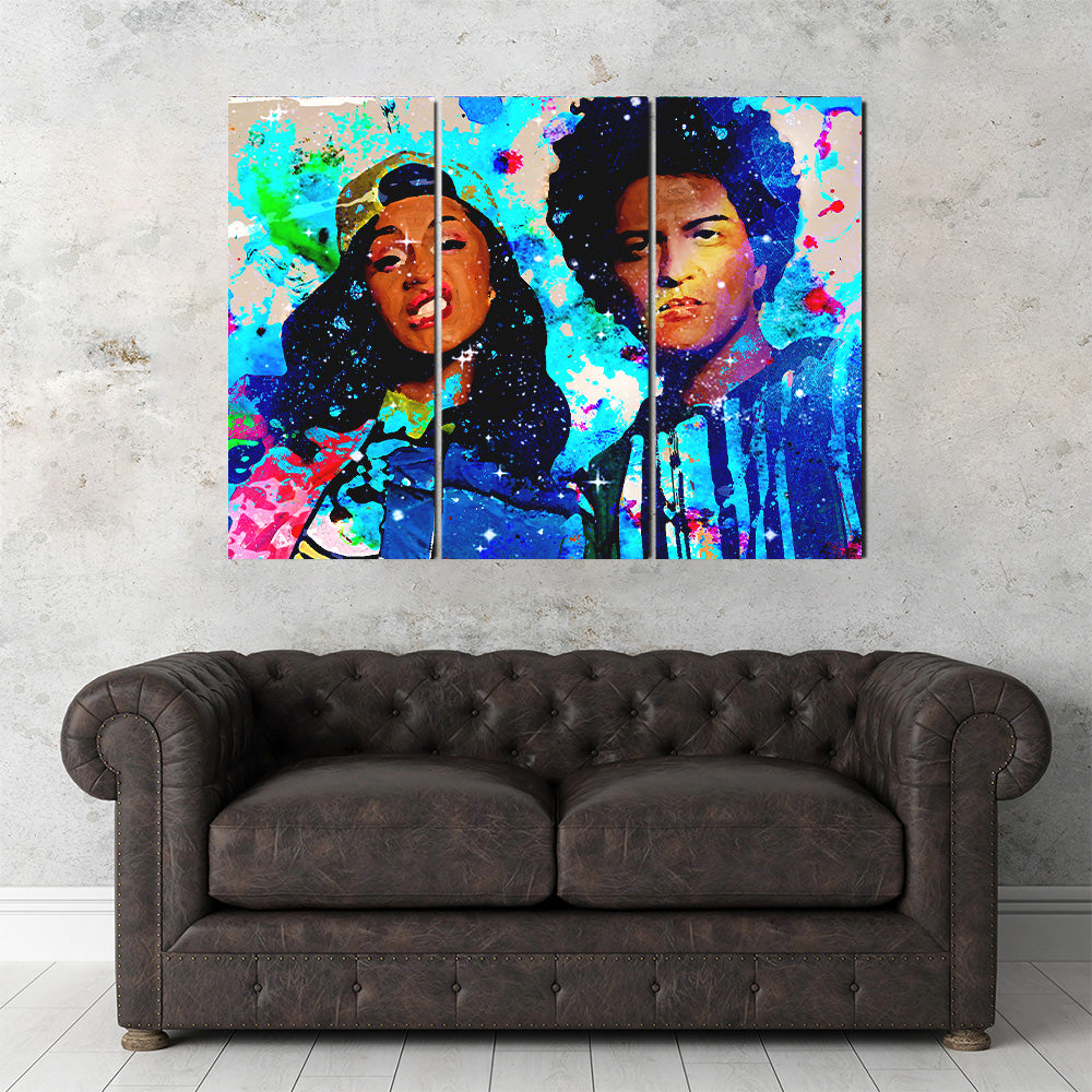 Stunning Bruno Mars & Cardi B Wall Art by Studiodtalk