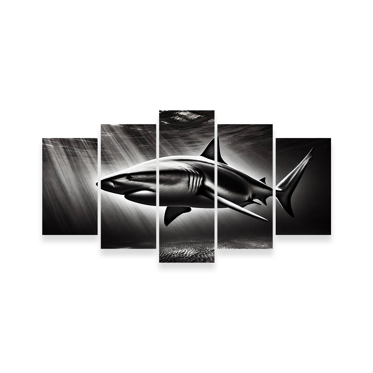 Stunning Bull Shark Grayscale Wall Art for Home Decor