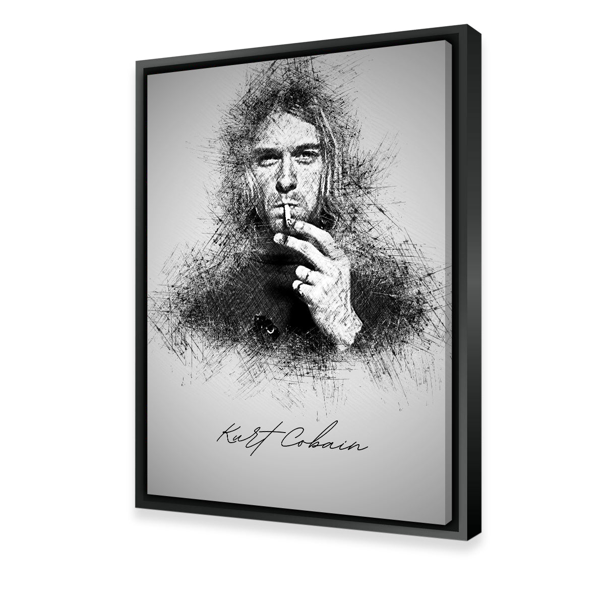 Authentic Kurt Cobain Sketch Wall Art for Music Enthusiasts