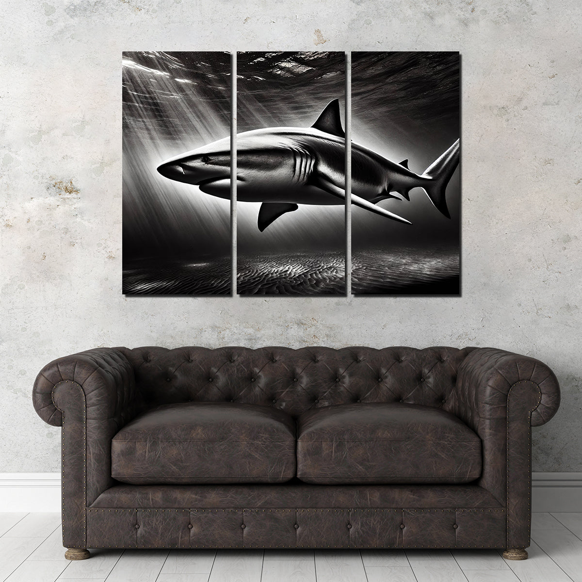 Stunning Bull Shark Grayscale Wall Art for Home Decor