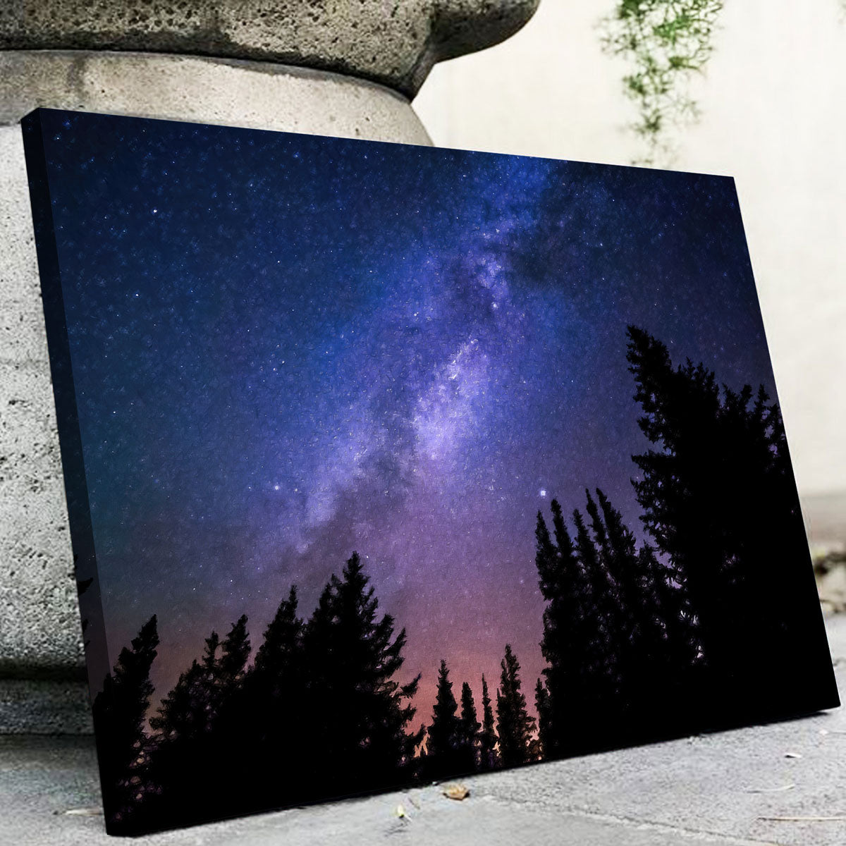 Breathtaking Conifers Reaching To Milky Way Wall Art by Denise Dundon