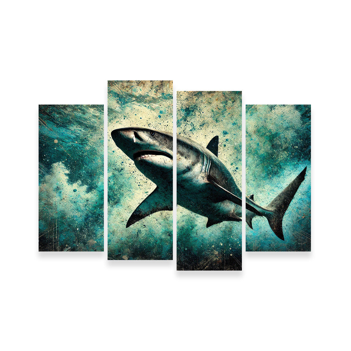 Stunning Bull Shark Grunge Wall Art for Striking Home Decor