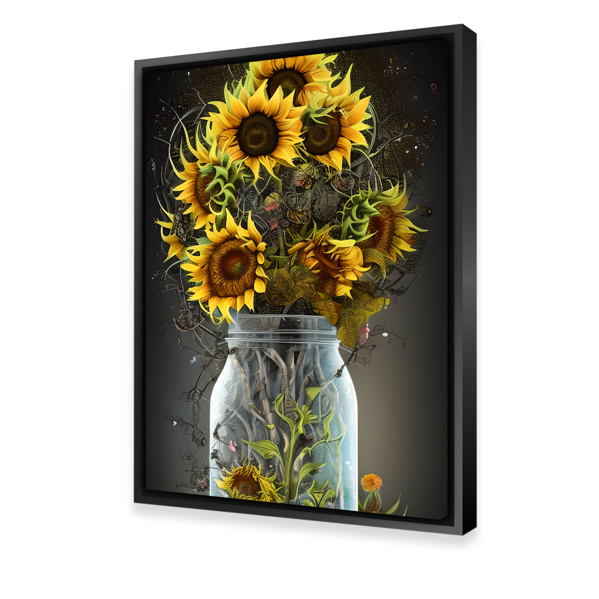 Stunning Sunflower in Mason Jar Wall Art by Dina Rolle