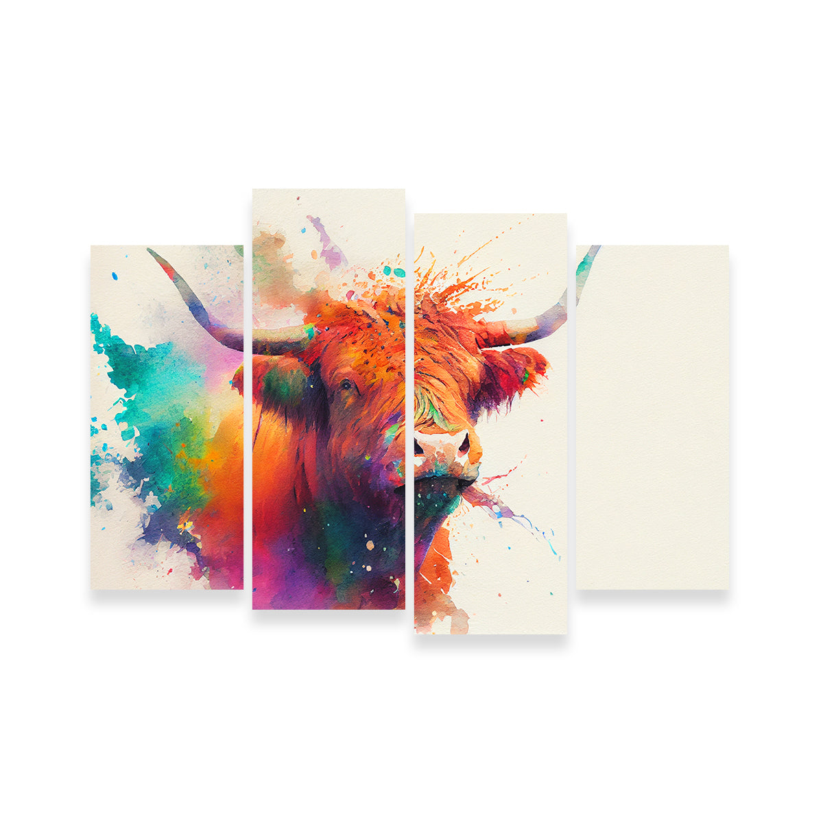 Vibrant Colorful Highland Cow Wall Art for Stunning Home Decor