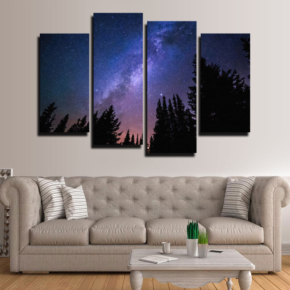 Breathtaking Conifers Reaching To Milky Way Wall Art by Denise Dundon