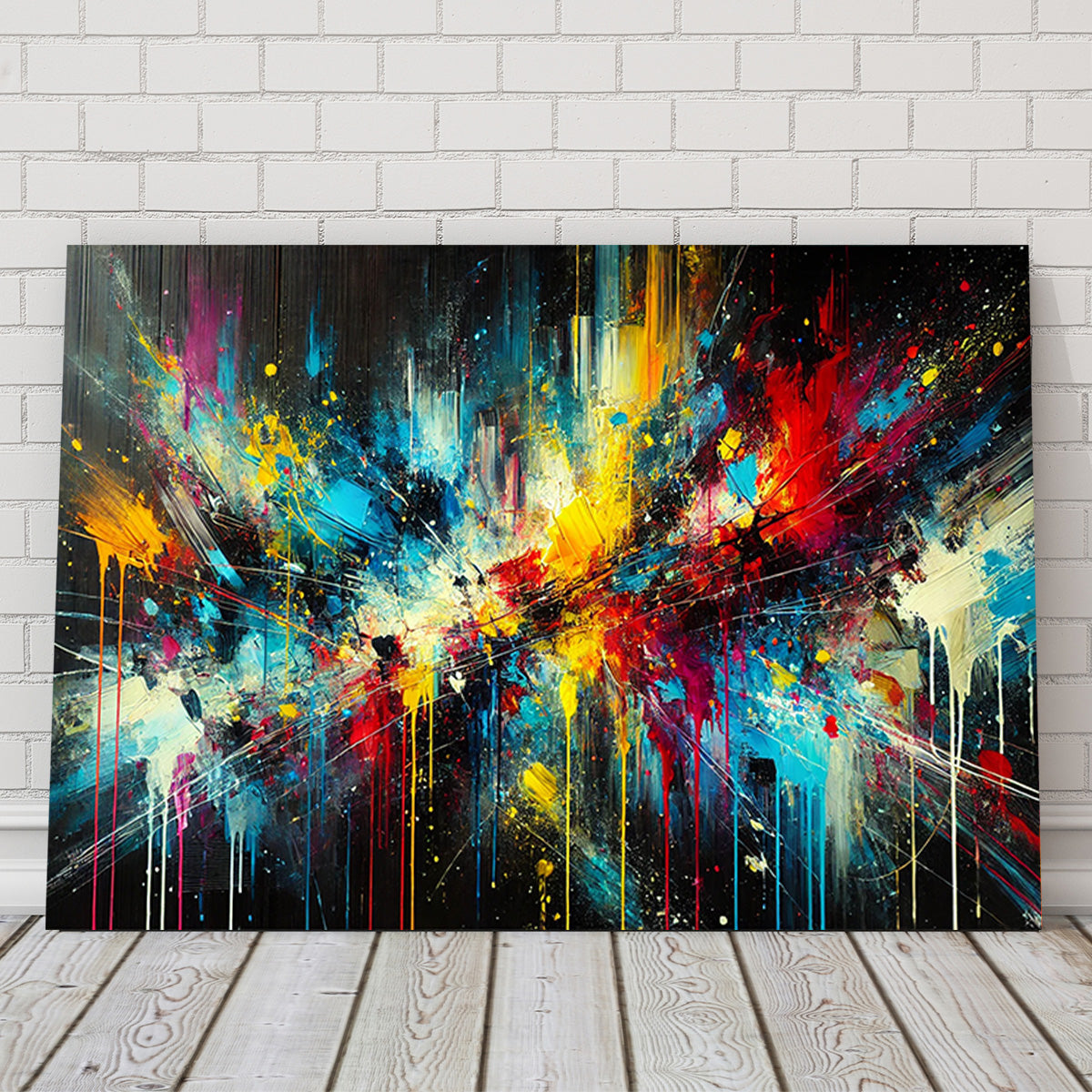 Stunning Dark Brush Stroke and Splashes Wall Art