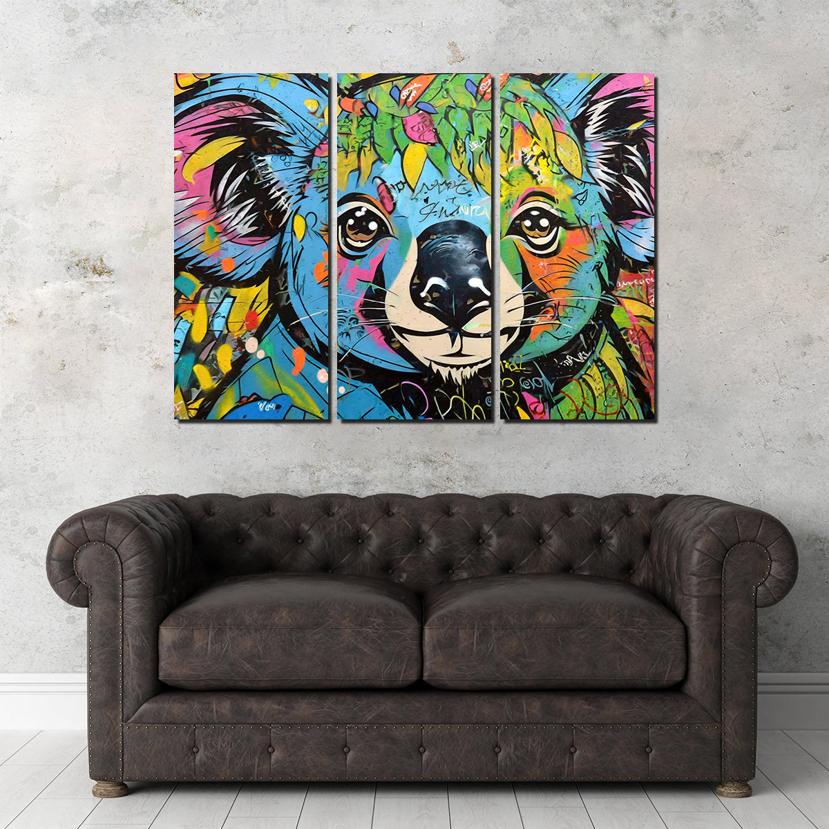 Exquisite Koala Graffiti Wall Art by Stephen Chambers