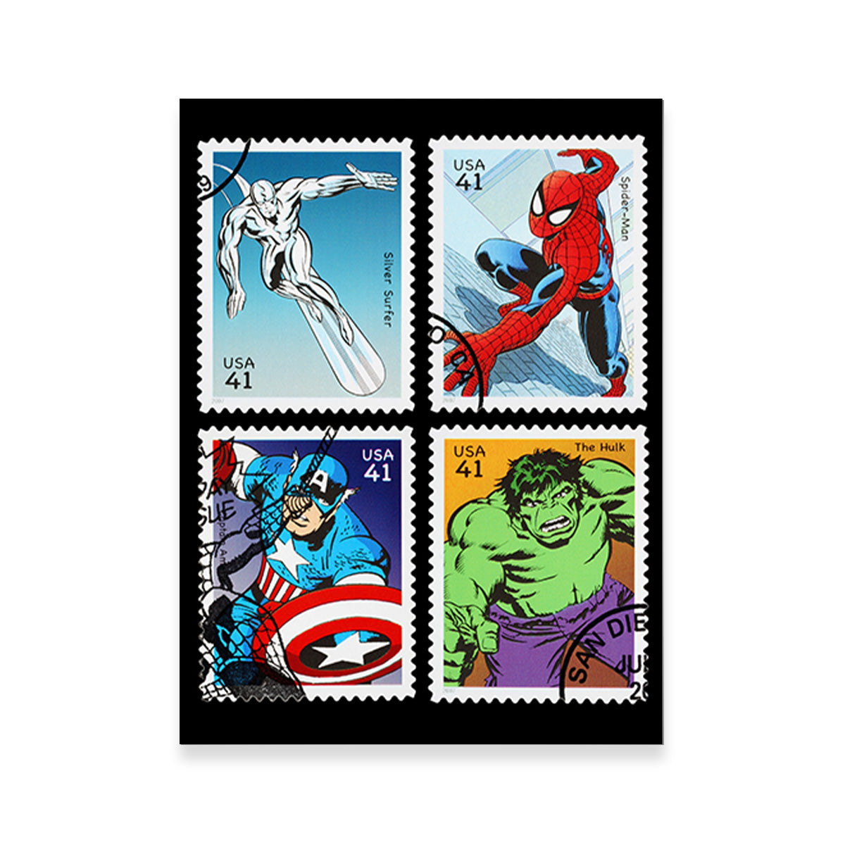 Superhero Postage Stamps Wall Art - High - Quality Decor for Your Space