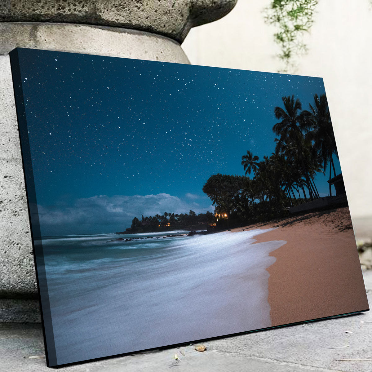 Exquisite Tropical Beach Night Wall Art by Lucas Moore