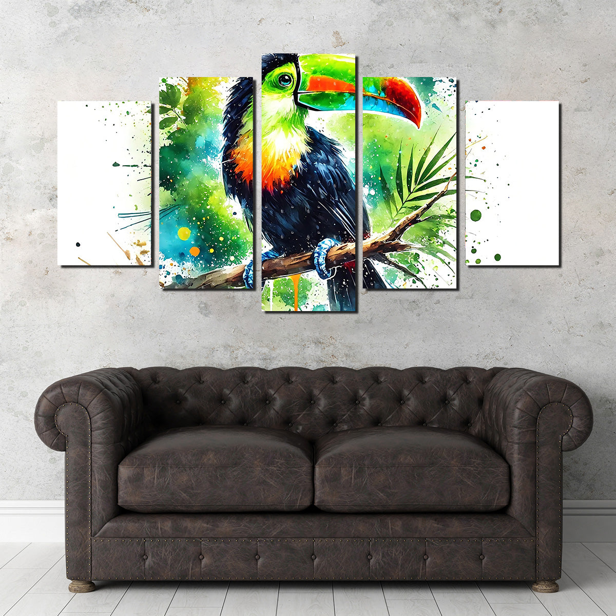 Stunning Toucan Paint Drip Horizontal Wall Art for Striking Home Decor