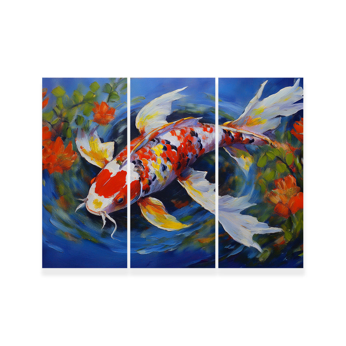 Stunning White Koi Fish Painting Wall Art for Home Decor