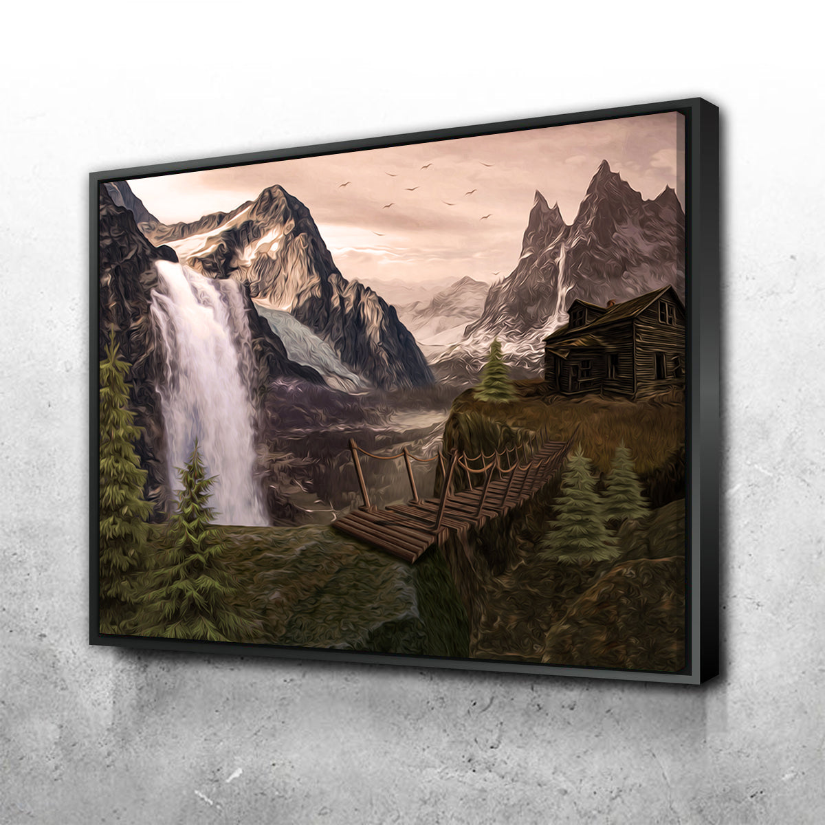 Stunning Cabin on a Cliff Wall Art by George Sorin