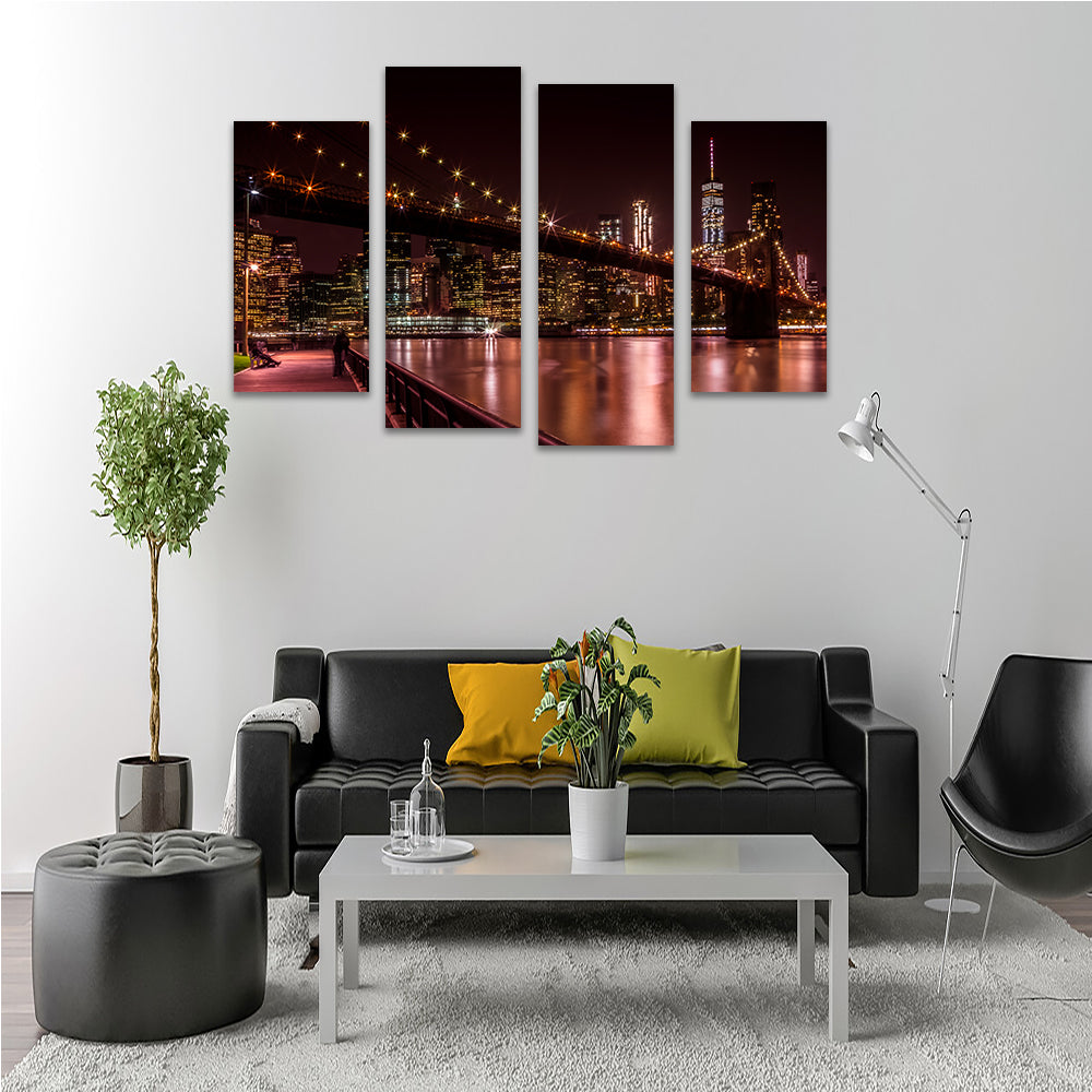 Stunning Manhattan Skyline & Brooklyn Bridge Sunset Wall Art for Home Decor