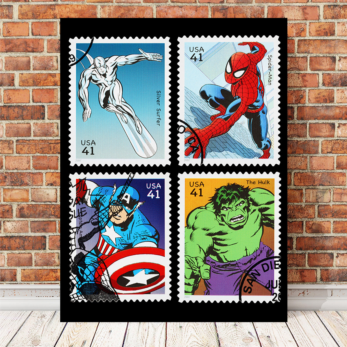 Superhero Postage Stamps Wall Art - High - Quality Decor for Your Space