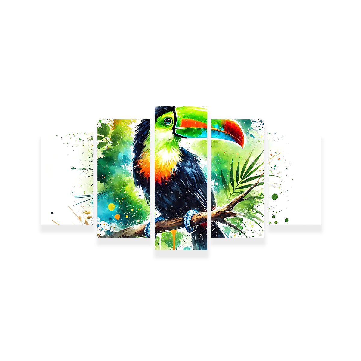 Stunning Toucan Paint Drip Horizontal Wall Art for Striking Home Decor
